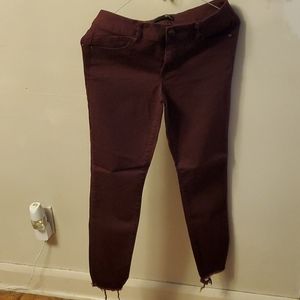 Burgundy ankle jeans